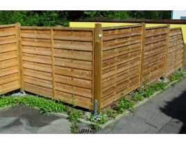 Massiv-Holzsichtschutz-Zaun gerade aus Fichte, Gr. 180 x 180cm, braun imprägniert