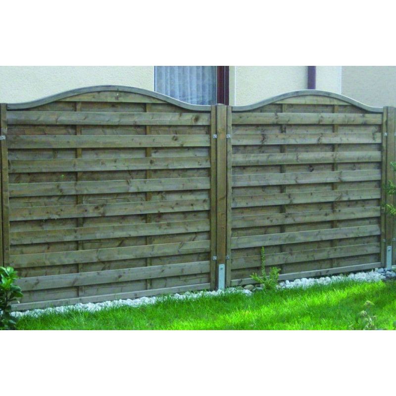 Massiv-Holzsichtschutz-Zaun mit Rundbogen aus Fichte, Gr. 45 x 150 – 140cm, braun imprägniert