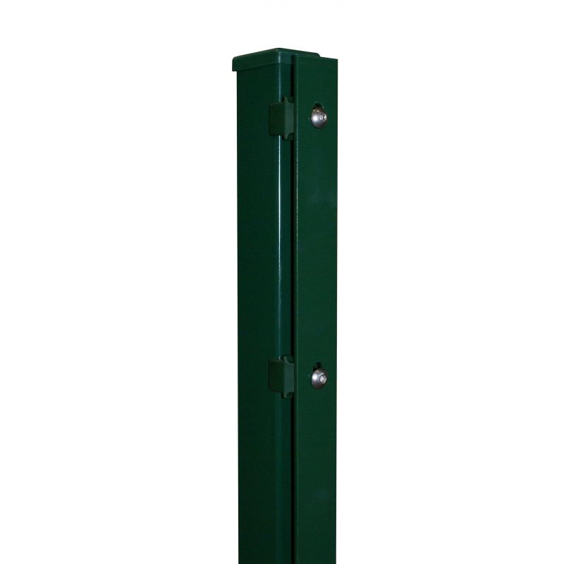 Rechteckrohrpfosten mit Flacheisen, grün, zum Einbetonieren, Länge 1200mm für Zaunhöhe 600mm