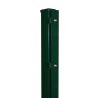 Rechteckrohrpfosten mit Flacheisen, grün, mit angeschweißter Bodenplatte, Länge 885mm für Zaunhöhe 800mm