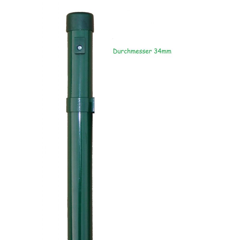 Zaunpfähle für Maschendraht, grün, zum Einbetonieren, Gartenprogramm, Länge 1750mm für Zaunhöhe 1250mm, 34mm