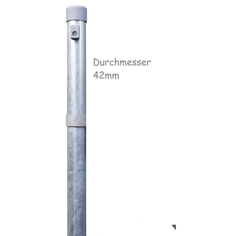 Zaunpfähle für Maschendraht, verzinkt, zum Einbetonieren, Industrieprogramm, Länge 2250mm für Zaunhöhe 1750mm, 42mm