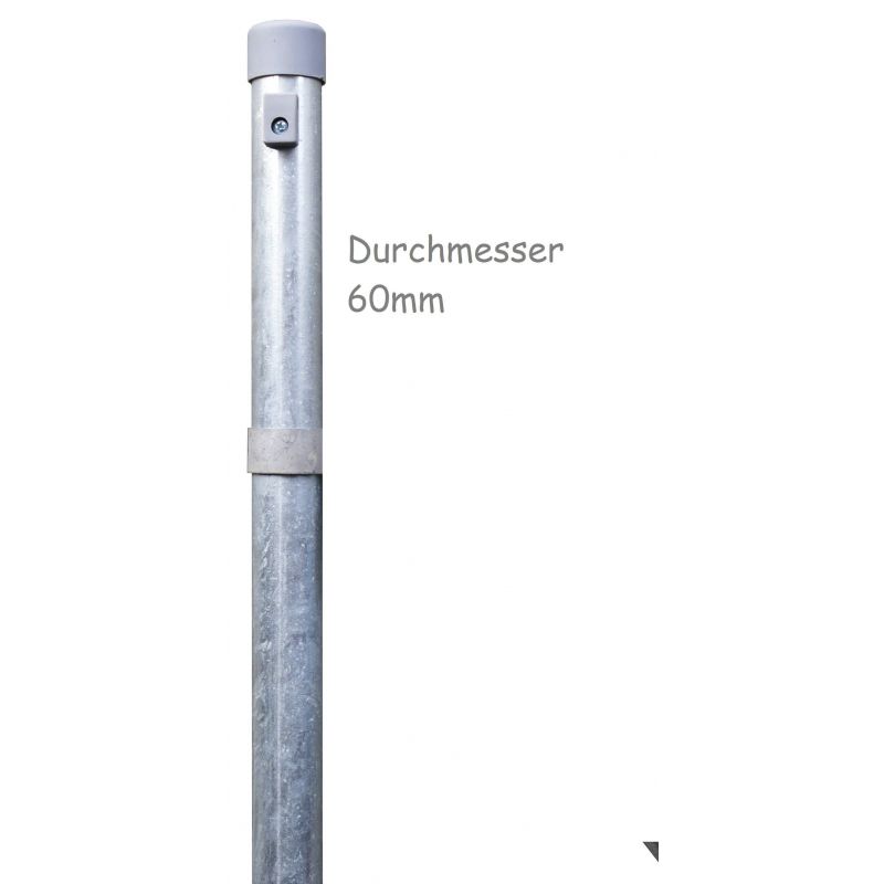 Zaunpfähle für Maschendraht, verzinkt, zum Einbetonieren, Industrieprogramm, Länge 2250mm für Zaunhöhe 1750mm, 60mm