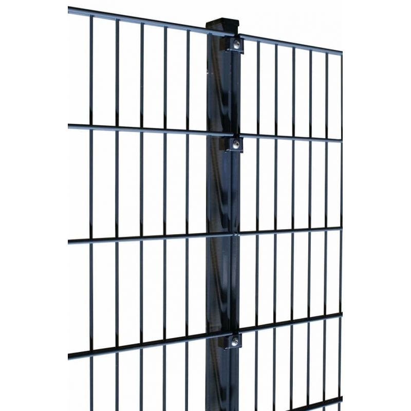 Rechteckrohrpfosten für Einstabmatten mit Klemmplatten, anthrazit, zum Einbetonieren, Länge 2000mm für Zaunhöhe 1530mm